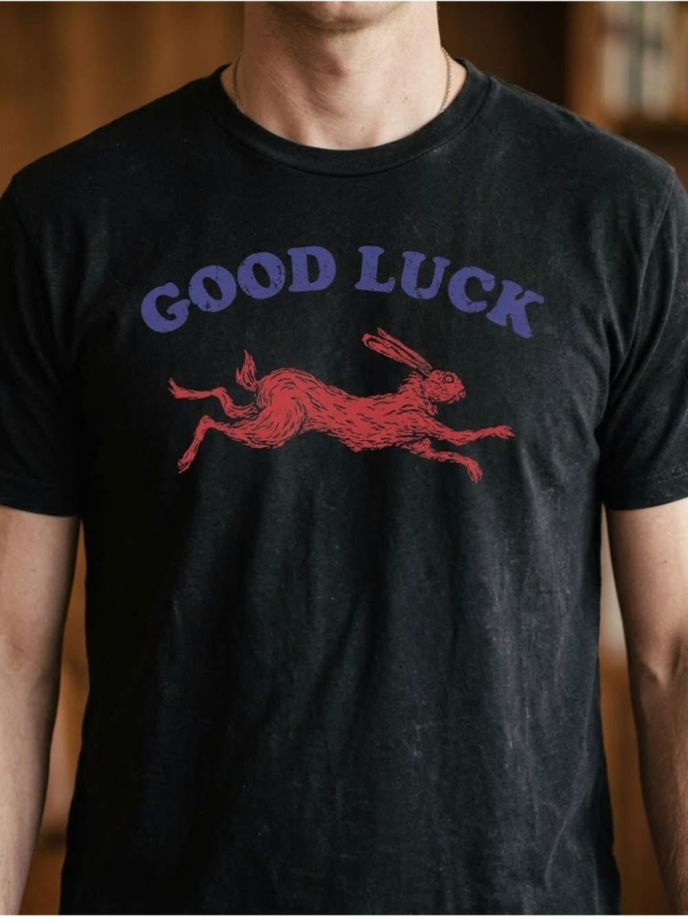 Good Luck - Black with Red & Purple Print